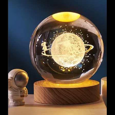 LAMPARA BOLA DE CRISTAL GRANDE SATURNO